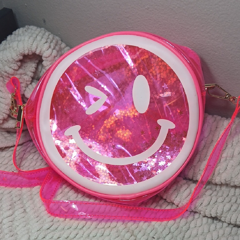 Pink Smiley Face Crossbody Bag